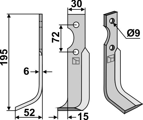 Blade 195x30mm, left