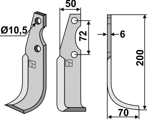 Blade 200x50mm, right
