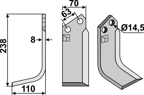 Blade 238x70mm, left