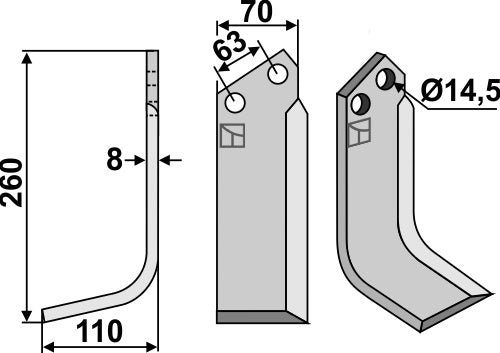 Blade 260x70mm, left