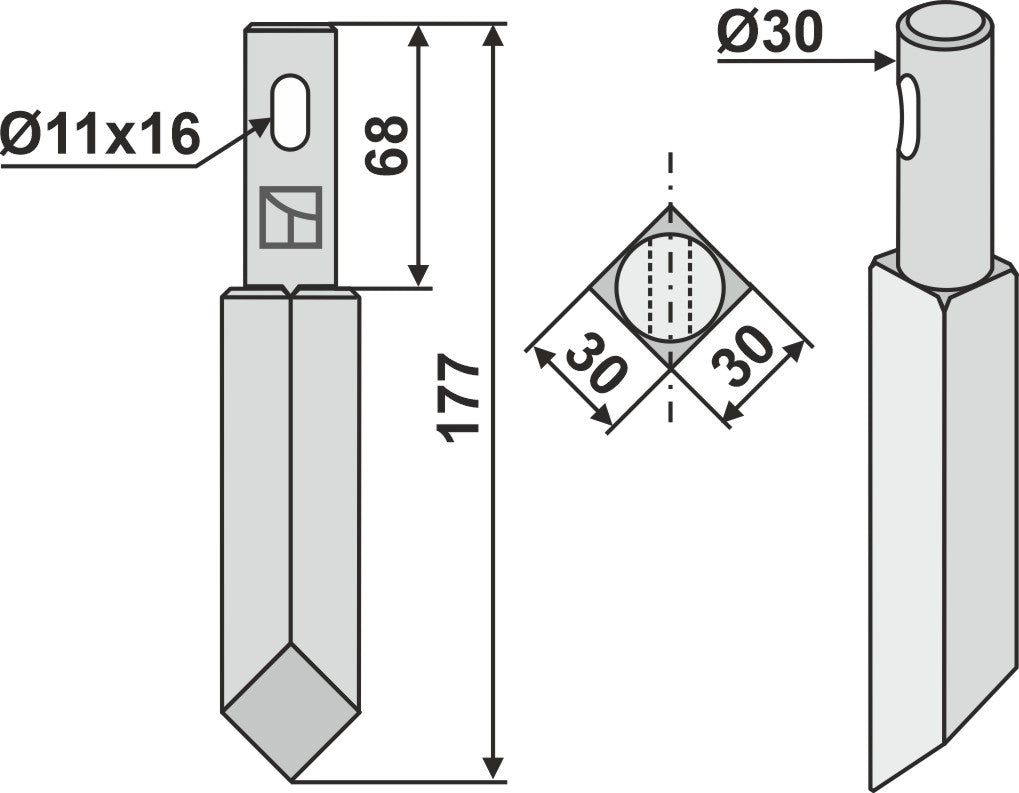 Rotary tine 177mm