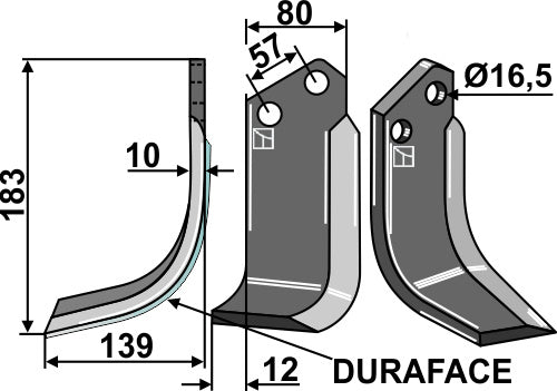 Blade DURAFACE 183x80mm, left