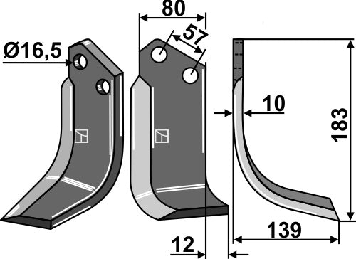 Blade 183x80mm, right