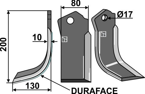 Blade DURAFACE 200x80mm, left