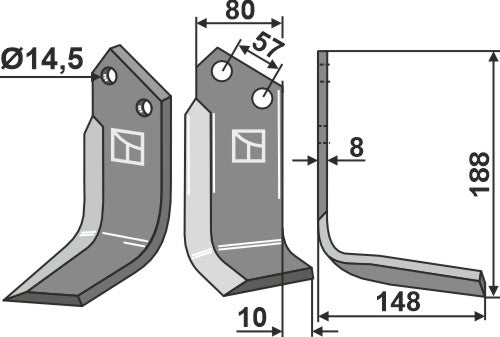 Blade 188x80mm, right