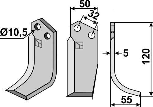 Blade 120x50mm, right