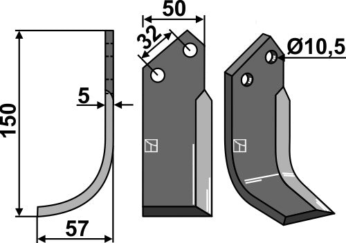 Blade 150x50mm, left