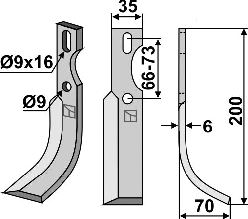All-purpose Blade 200x35mm, right