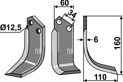 Blade 160x60mm, right
