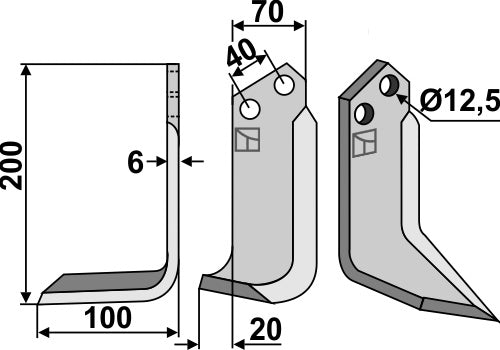 Blade 200x70mm, left