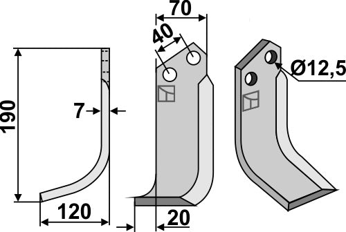 Blade 190x70mm, left