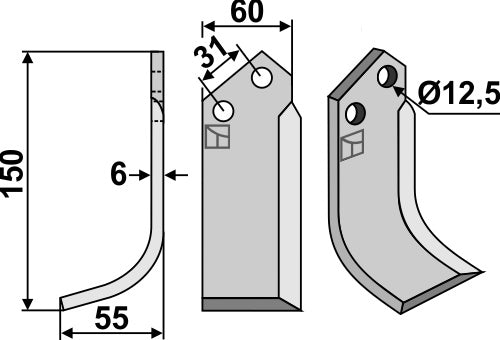 Blade 150x60mm, left