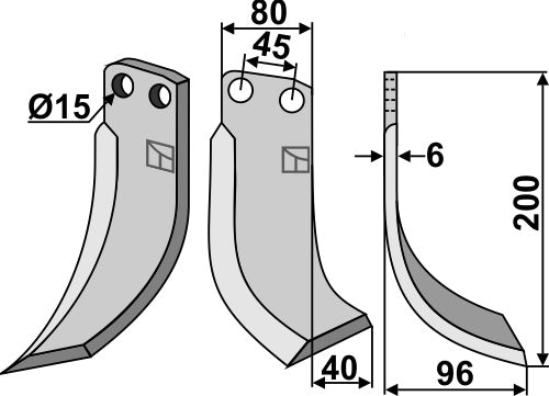 Blade 200x80mm, right