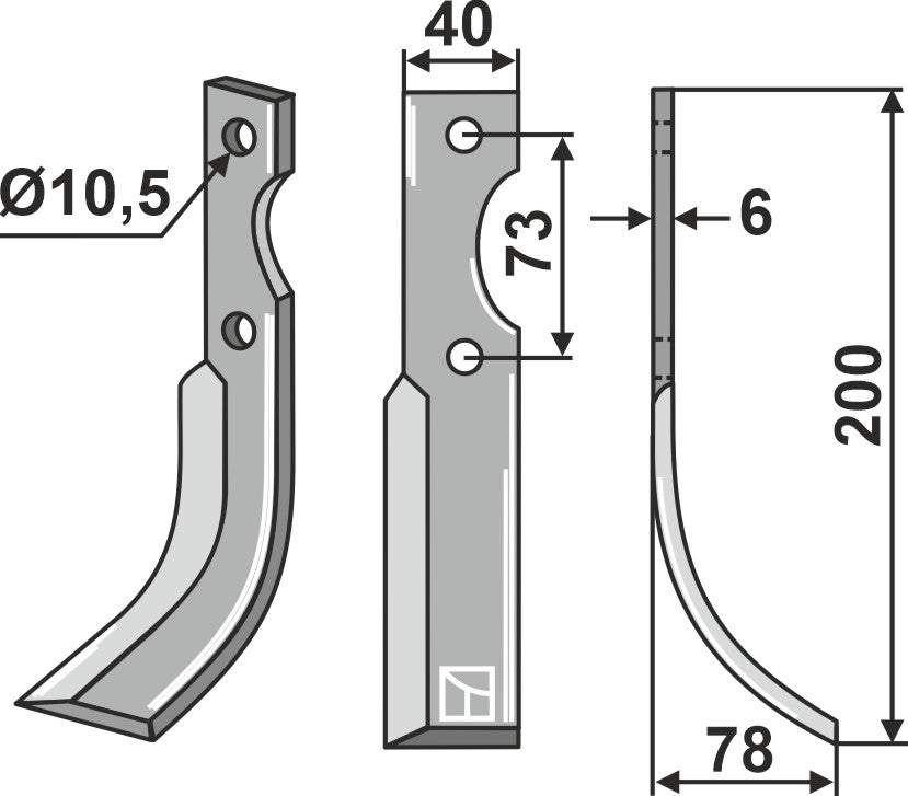 Blade 205x40mm, right