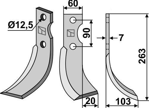 Blade 263x60mm, right