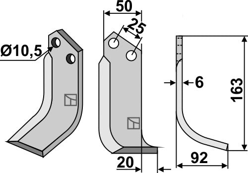 Blade 163x50mm, right