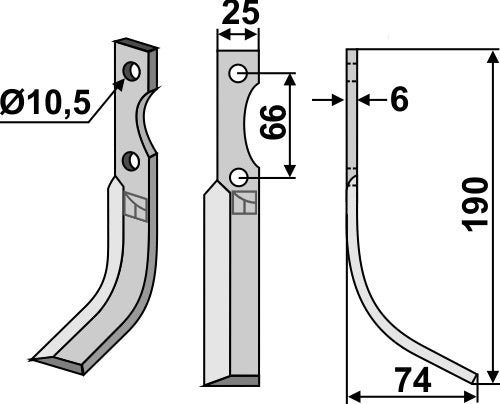 Blade 190x25mm, right