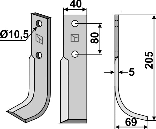Blade 205x40mm, right