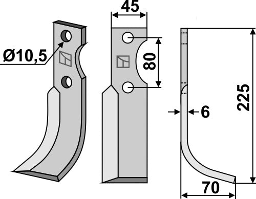 Blade 225x45mm, right