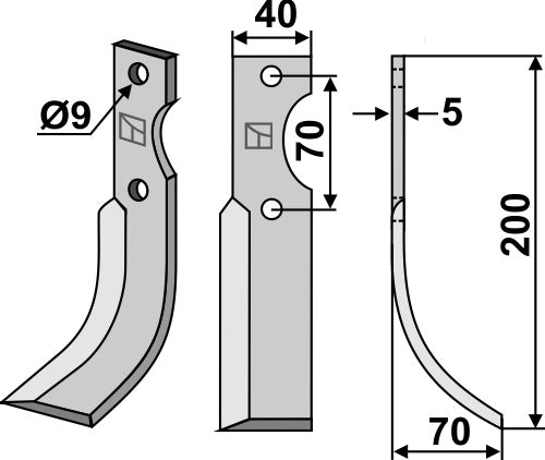Blade 200x40mm, right