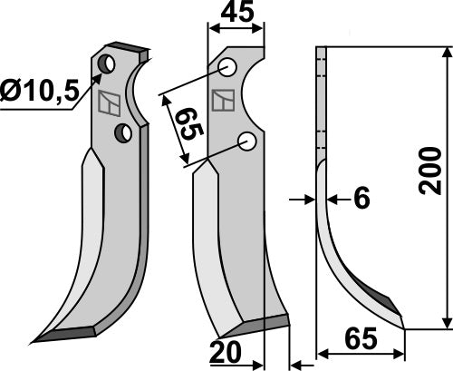 Blade 200x45mm, right