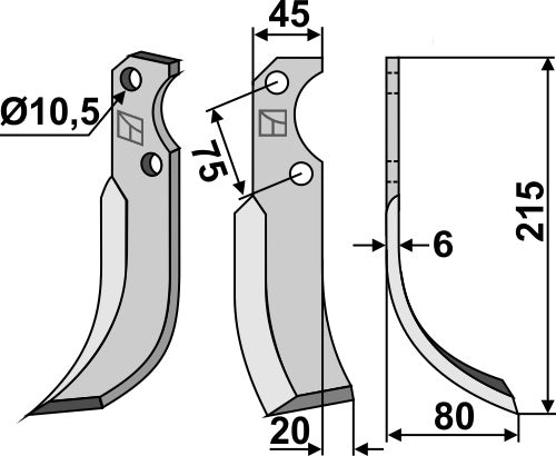Blade 215x45mm, right