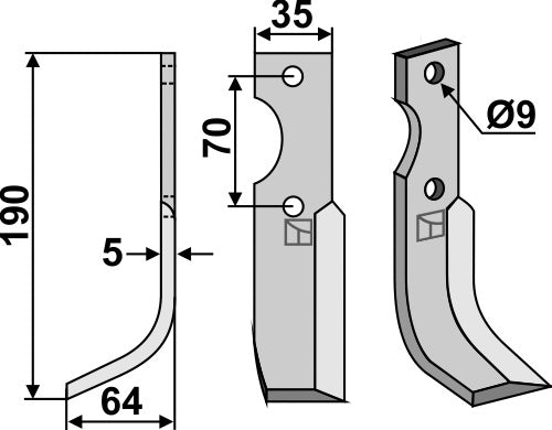 Blade 190x35mm, left