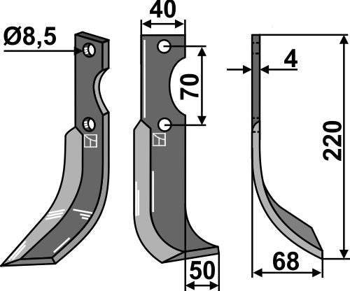 Blade 220x40mm, right