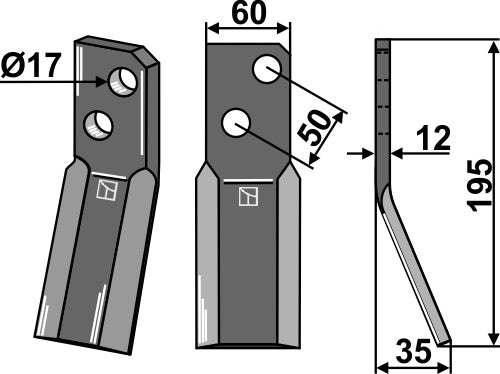 Rotary-tine 195x60mm