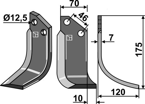 Blade 175x70mm, right