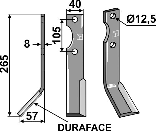 Blade DURAFACE 265x40mm, left
