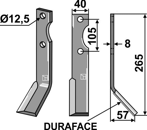 Blade DURAFACE 265x40mm, right