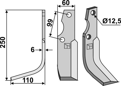 Blade 250x60mm, left