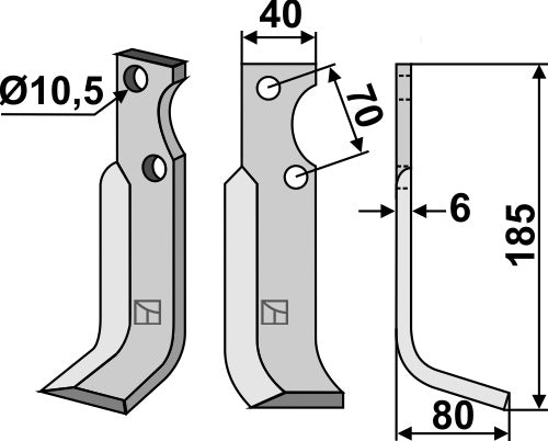 Blade 185x40mm, right