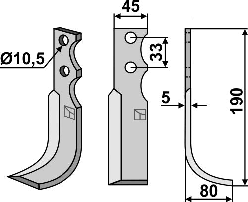 Blade 190x45mm, right
