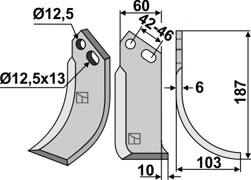 Blade 187x60mm, right