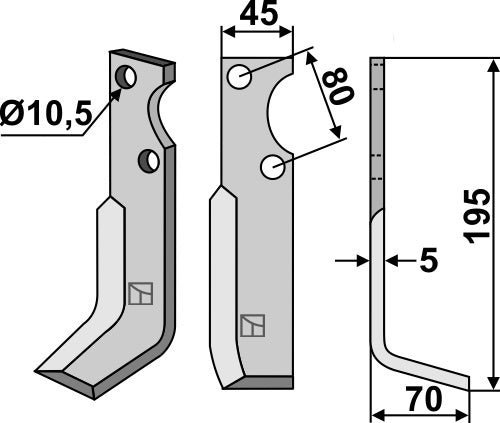 Blade 195x45mm, right