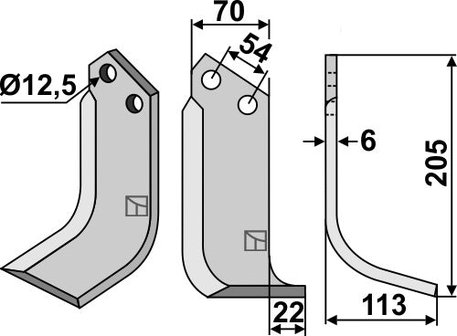 Blade 205x70mm, right
