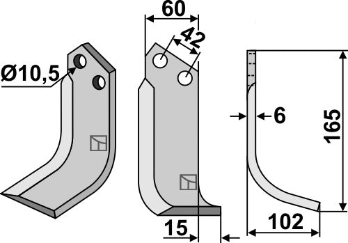 Blade 165x60mm, right