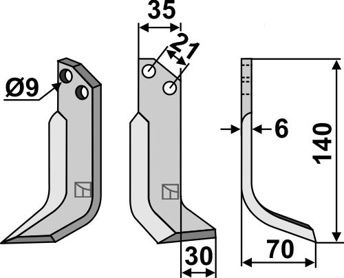 Blade 140x35mm, right