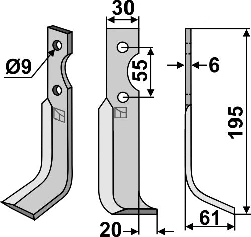Blade 195x30mm, right