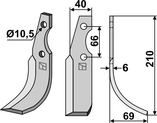 Blade 210x40mm, right