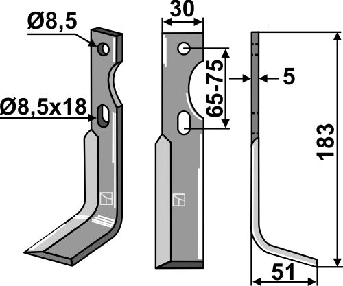 Blade 183x30mm, right