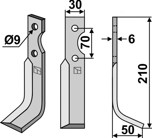 Blade 210x30mm, right