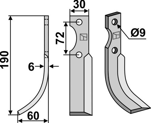 Blade 190x30mm, left