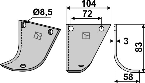 Blade 83x104mm, right