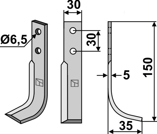 Blade 150x30mm, right