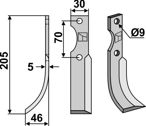 Blade 205x30mm, left
