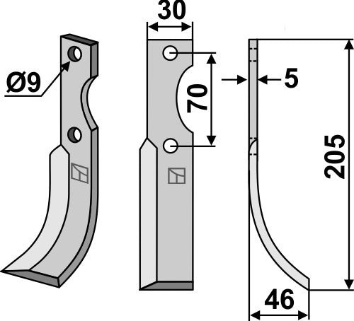 Blade 205x30mm, right