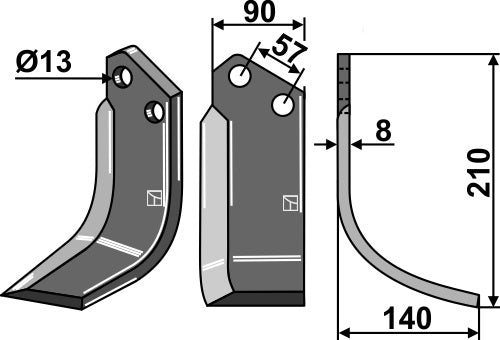 Blade 210x90mm, right